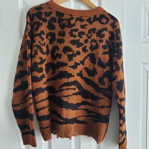 MAURICES Spacedye Crew Neck Sweater LEOPARD print